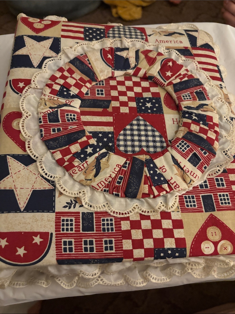 Patriotic Quilted Decorative Photo album - Red, Navy & Cream